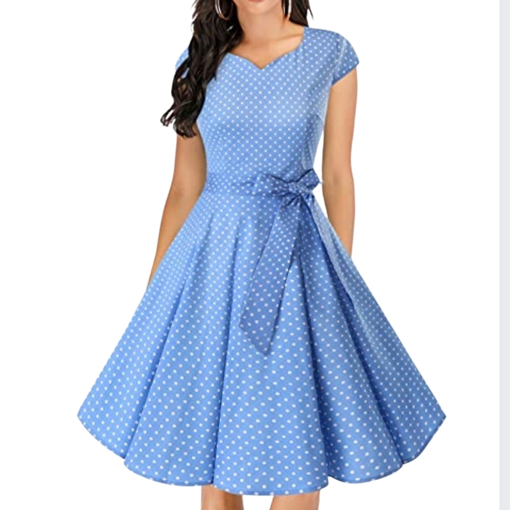 NWT Dress Tells XL Retro Vintage Pin-Up Polka Dot Stretch AT-2285